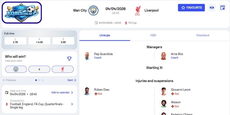Kèo châu Á trận Manchester City vs Liverpool (04-04| 18:45, FA Cup)